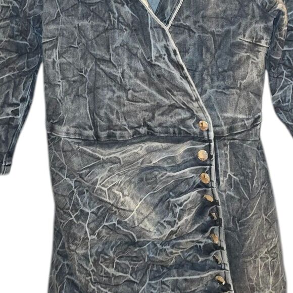 Retrofete Willa Gray Denim Sheath Mini Dress Large Acid Wash Grunge - Picture 3 of 6